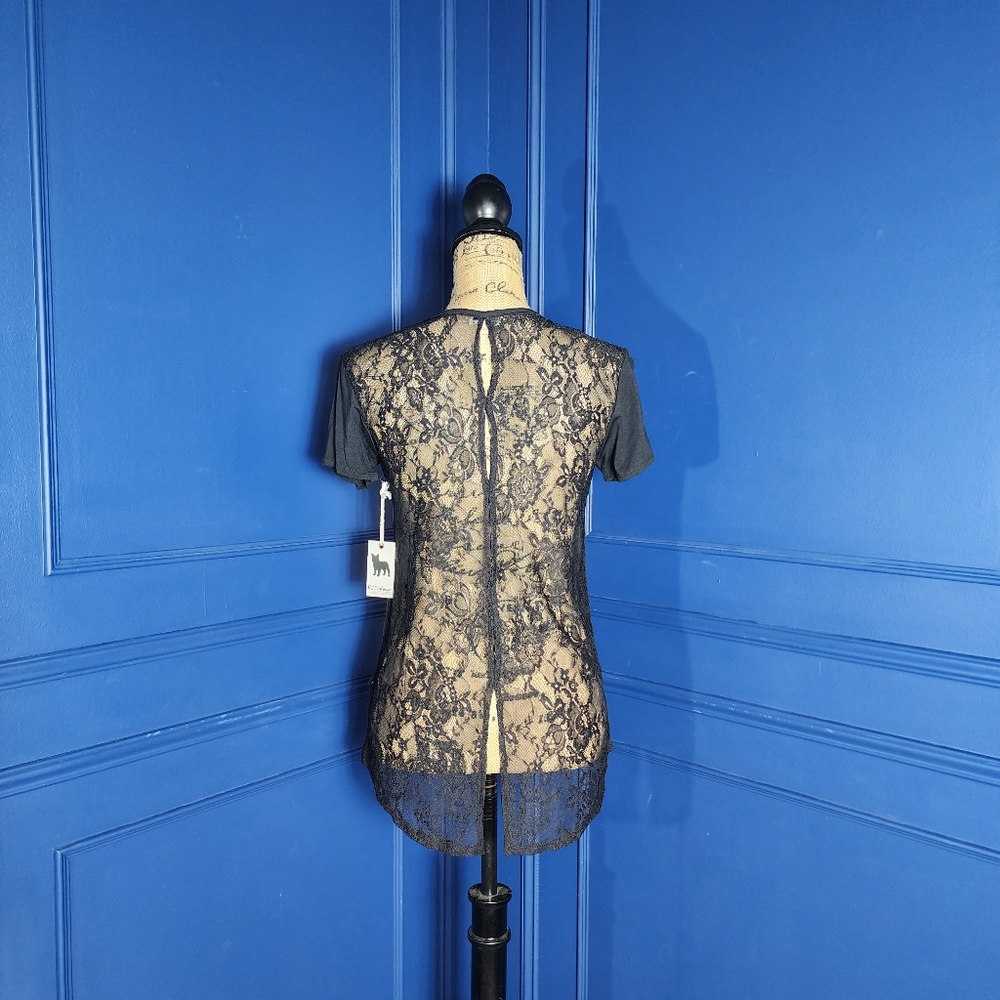 PJ Salvage Black Lace Back Lounge Top - SMALL - Picture 5 of 9